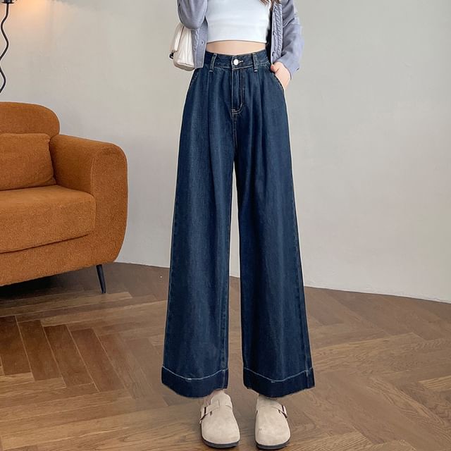Jaqmine-High Rise Wide Leg Jeans