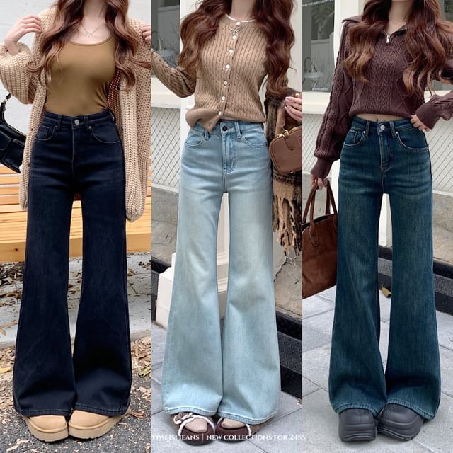 Miss Kekeli-Mid Rise Washed Flared Jeans