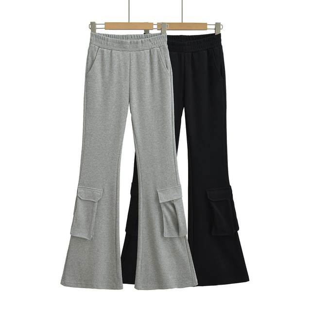 Asiris-Elastic Waist Bootcut Cargo Sweatpants