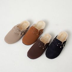 FROMBEGINNING - Faux-Shearling Clog Slippers