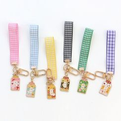 SOCLOSE - Alloy Amulet Plaid Phone Hand Strap SOCLOSE - Alloy Amulet Plaid Phone Hand Strap