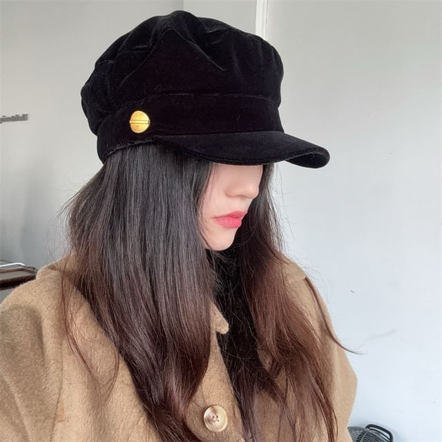 4-4 STUDIO-Plain Velvet Newsboy Cap
