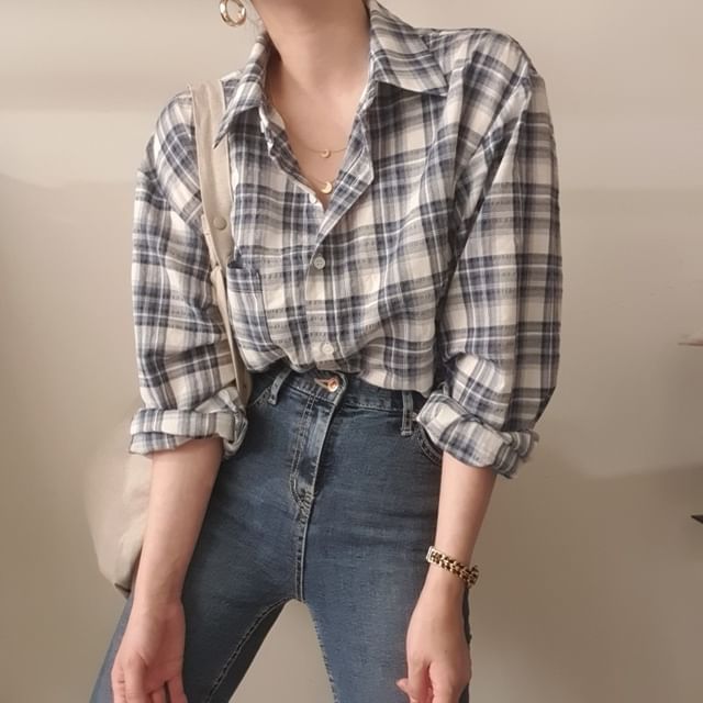 Tulstrix-Long-Sleeve Plaid Button-Up Shirt