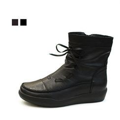 MODELSIS - Genuine Leather Tie-Front Ankle Boots MODELSIS - Genuine Leather Tie-Front Ankle Boots