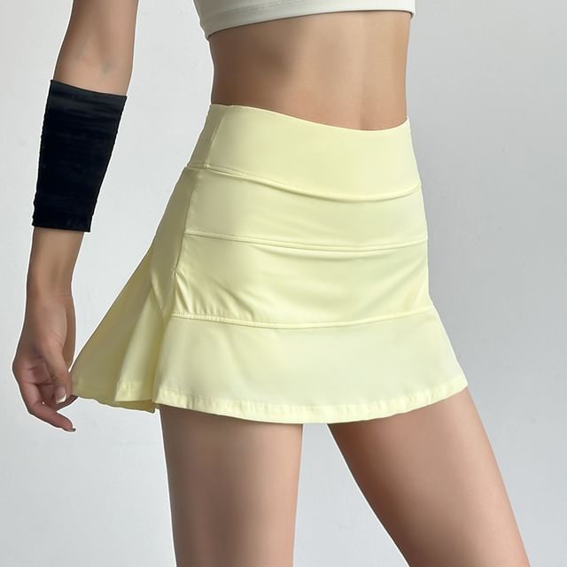 Engiko-High Waist Plain Sports Skort