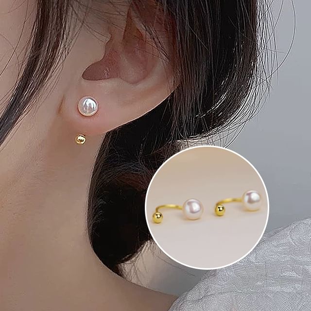 Halfla-Faux Pearl Sterling Silver Ear Jacket