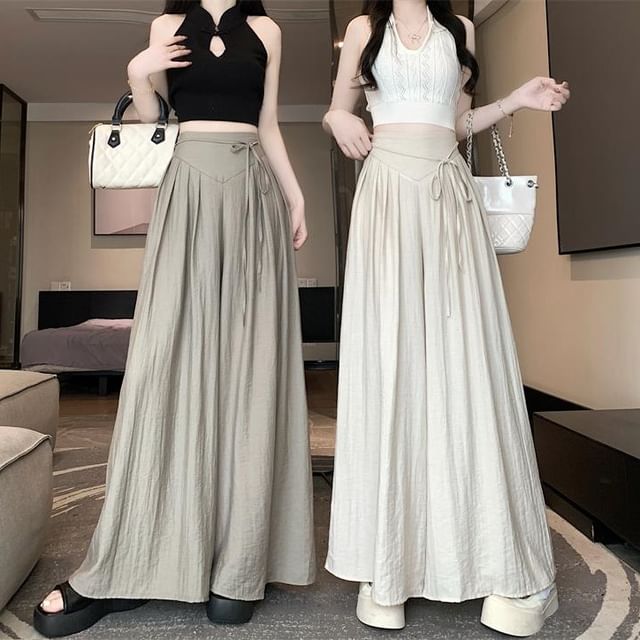 Fabricino-High Waist Plain Culottes