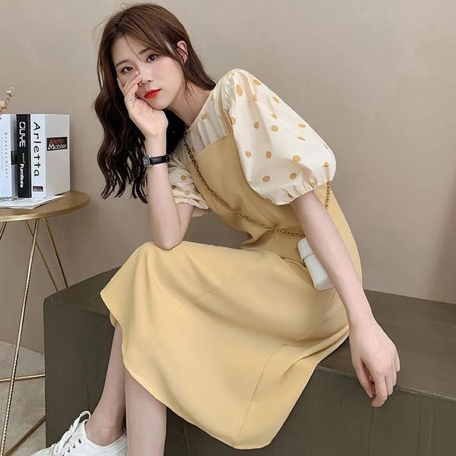 Puff-Sleeve Dotted Blouse 