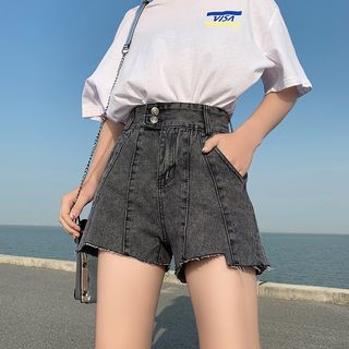 Kokuko - High Waist Denim Hot Pants | YesStyle