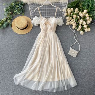 white spaghetti strap dress midi