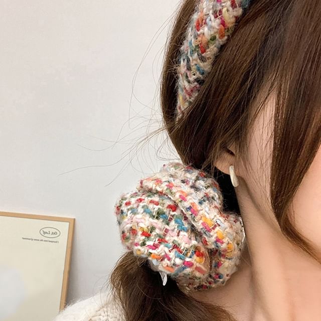 Wandoli-Melange Yarn Scrunchie Headband Set