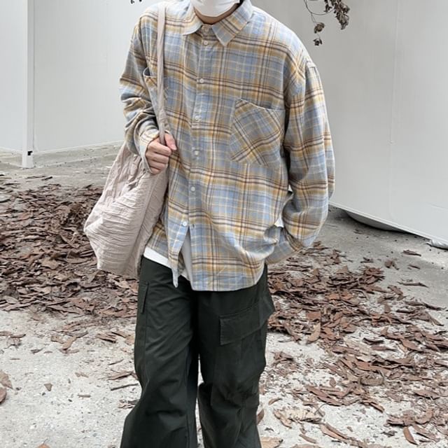 DuckleBeam-Long-Sleeve Plaid Shirt