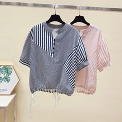 Donnae - Short-Sleeve Striped Panel Shirt