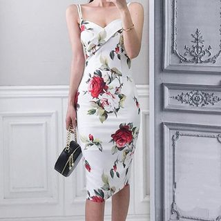 floral sheath midi dress