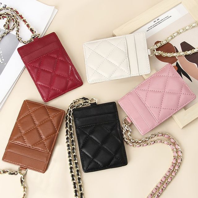 tablarosa-Quilted Chain Strap Card Holder
