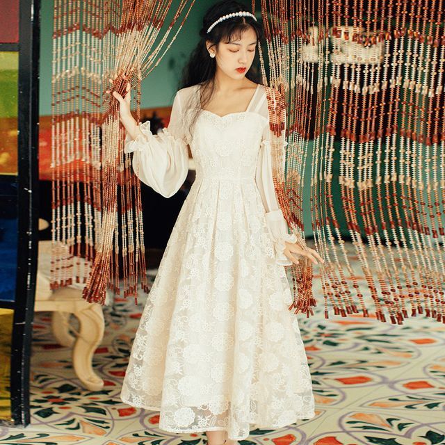 navy blue dress for baby girl Ever-Pretty Plus Size Pleated Midi V-Neck Long Sleeves Chiffon Cocktail Dress