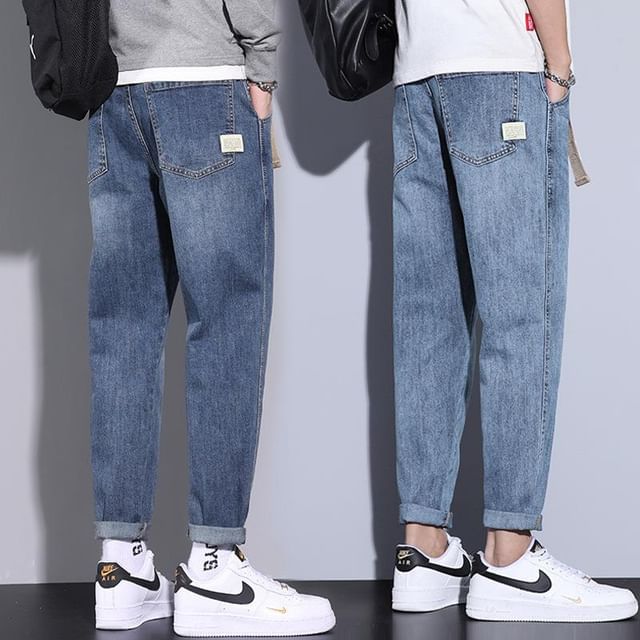 Denimic-Mid Rise Cropped Straight Leg Jeans