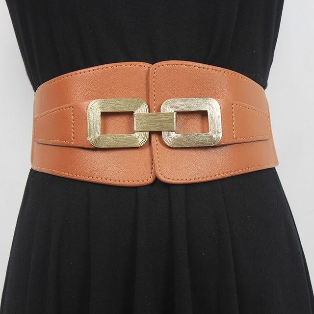 CIENIS-Alloy Buckle Elastic Wide Belt