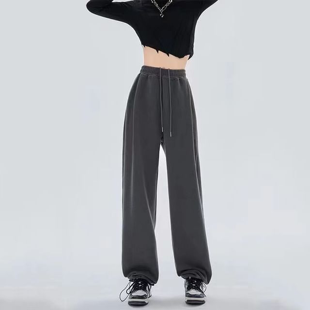 Everose-High Waist Plain Wide Leg Pants