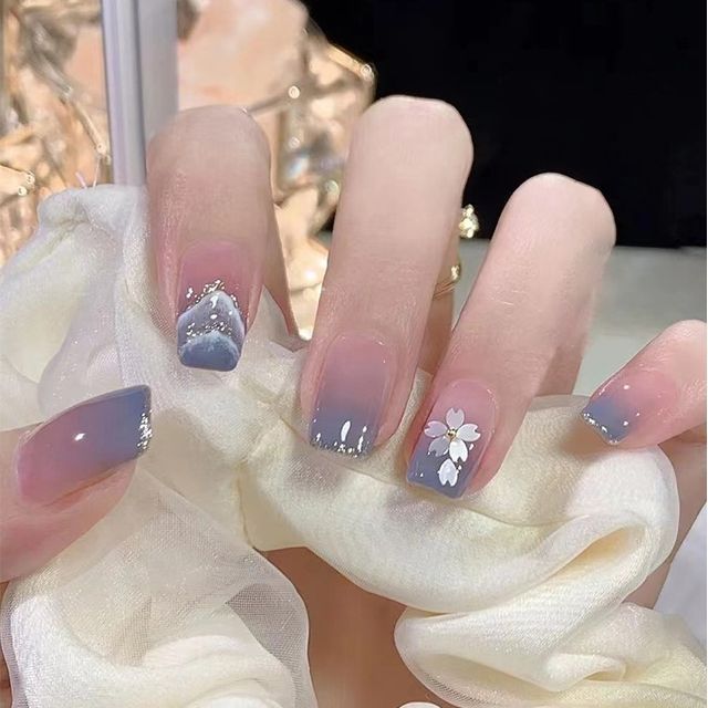 Cherry Blossom Season Medium Coffin Pink Jelly Press On Nails