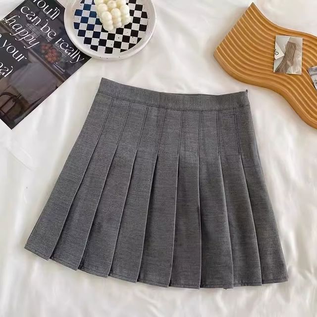 Yako-High Waist Pleated Skirt Various Designs