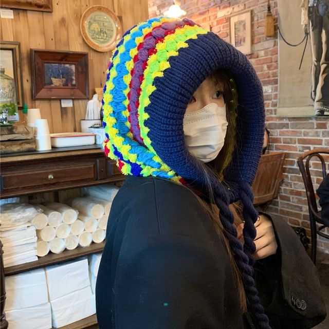HATHOT-Striped Knit Hat