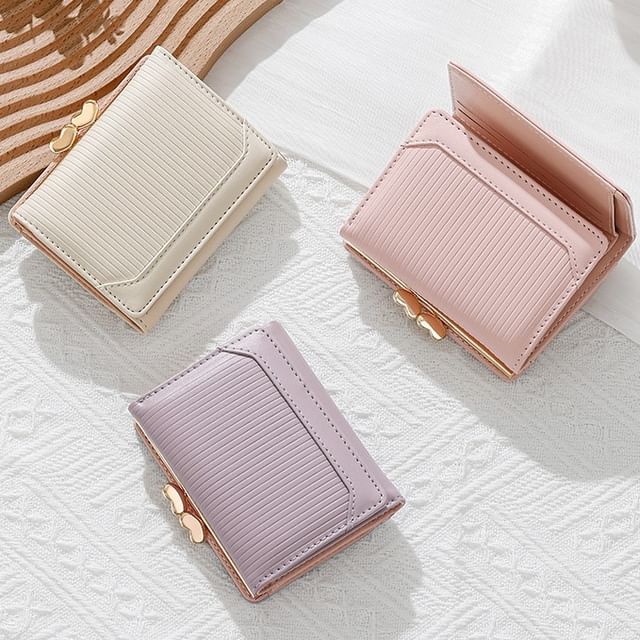 tablarosa-Plain Faux Leather Short Wallet