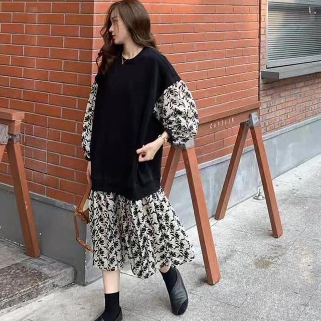 Maternity Mock Two-Piece Midi Dress 