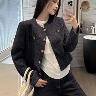Magma-Button-Up Plain Cardigan