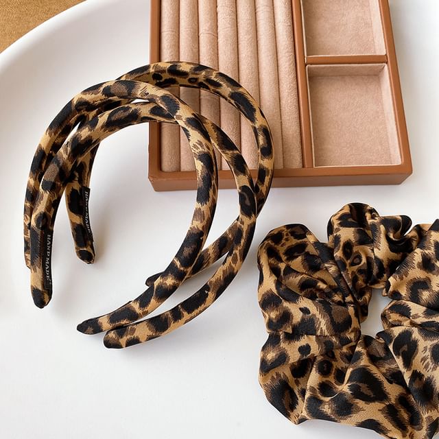 Kiren-Leopard Print Headband Scrunchie