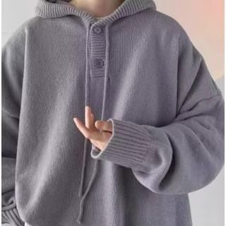 Urtishia-Hooded Plain Sweater