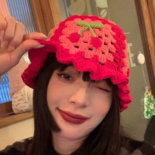 crochet cherry bucket hat