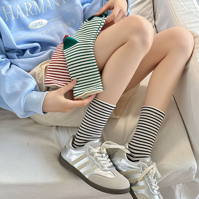 Mimiyu-Striped Crew Socks Set