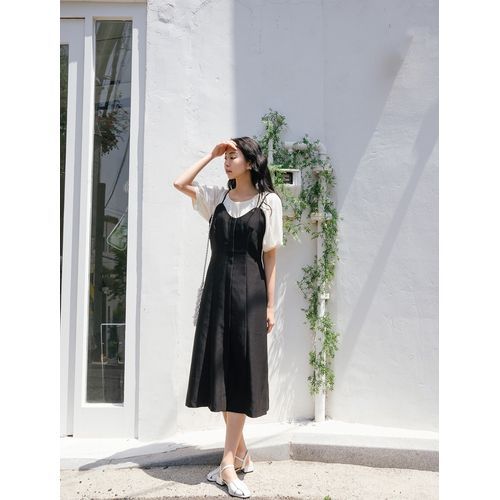 J-ANN - PLUS SIZE Long Pinafore Dress | YesStyle