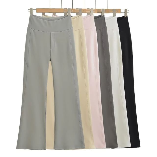 Asiris-High Waist Plain Flared Pants