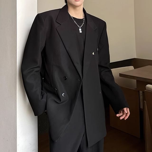 Kimeya-Double Breasted Plain Blazer
