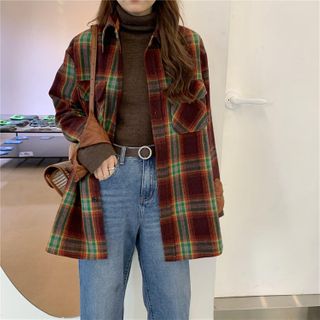 plaid wool blazer