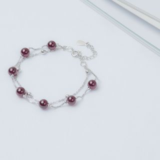 Dashiro-925 Sterling Silver Bead Layered Bracelet