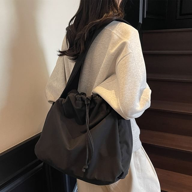 Melois-Textile Plain Shoulder Bag