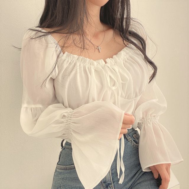 CLANE◆PUFF SLEEVE GATHER BLOUSE/16122-4282/半袖ブラウス/1/コットン/BLK CLANE PUFF SLEEVE GATHER BLOUSE black 16122-4282 | eBay