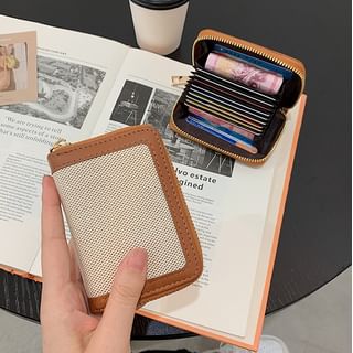 Skyglow-Faux Leather Panel Short Wallet