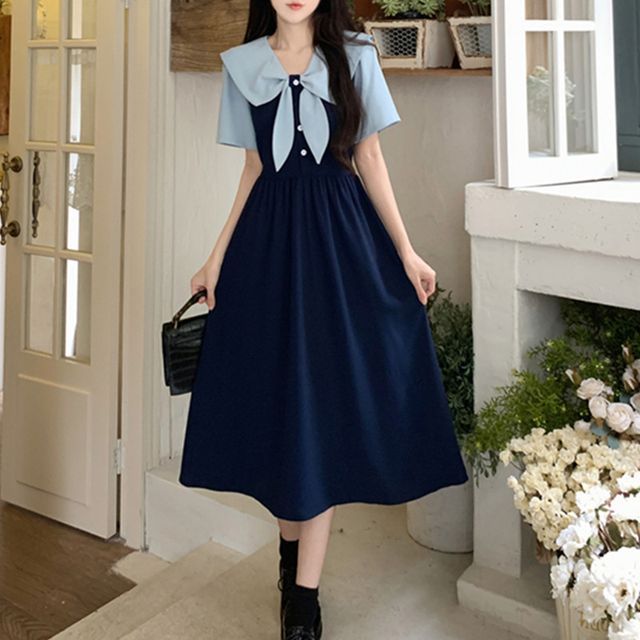 white christmas dresses Sleeveless Two Tone Shirt Dress