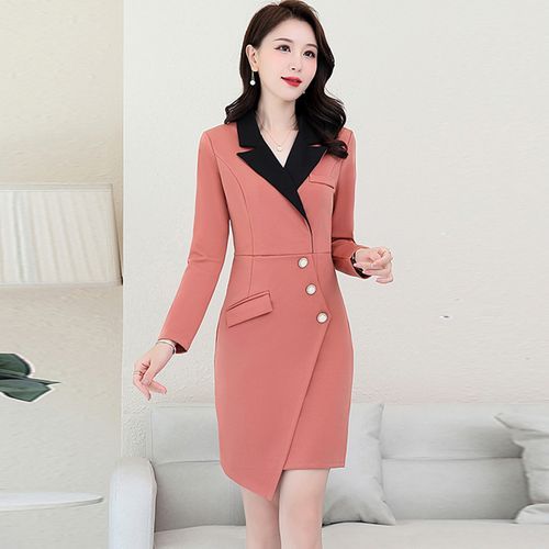 CHICHA - Long-Sleeve Asymmetrical Mini Blazer Dress | YesStyle