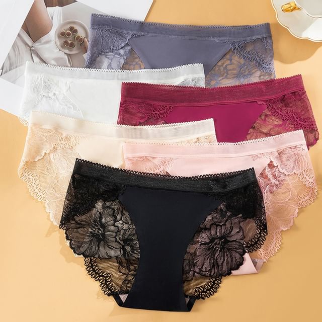 Faiar-Plain Panel Lace Panty