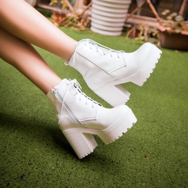 Freesia-Block-Heel Platform Short Boots