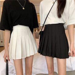 Mikiko - Pleated Mini A-Line Skirt Mikiko - Pleated Mini A-Line Skirt