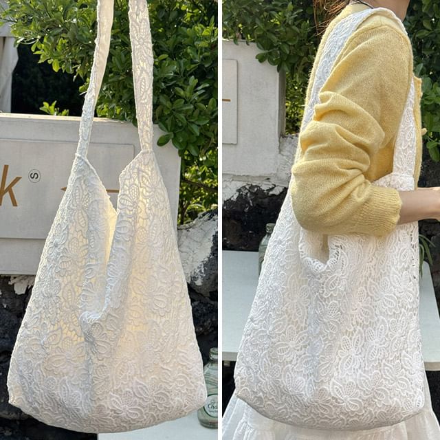 Basaran-Plain Lace Tote Bag