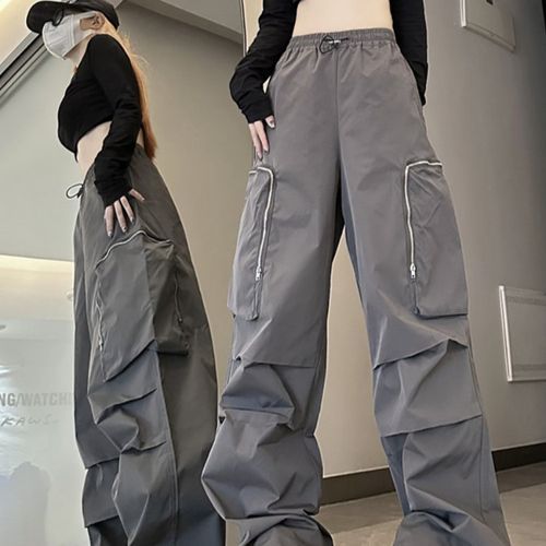 Ash Grey Solid Cargo Pants For Womens | Pronk – pronk.in