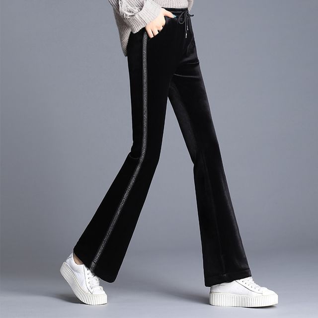 Bootcut Velvet Raspberry Hazie - Velvet Bootcut Pants | YesStyle