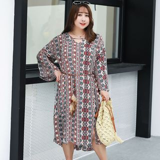 long sleeve patterned dress